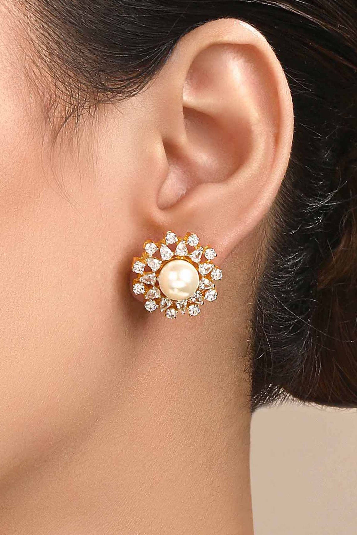 Buy White Pearl Embellished Studs by Sica for women online at ScrollnShops